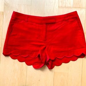 J Crew 4" linen-cotton scalloped hem short